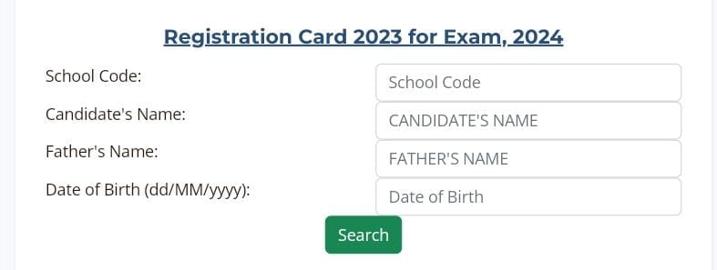 Bihar Board Matric Second Dummy Registration Card 2024
