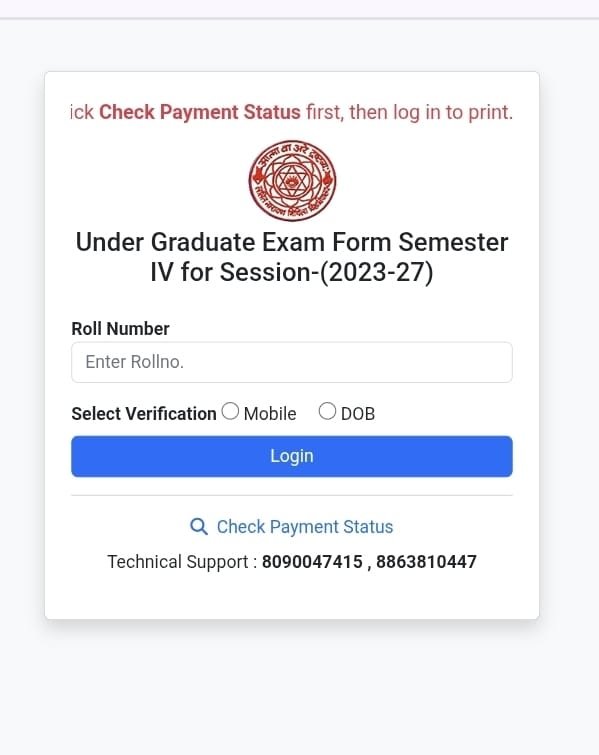 LNMU UG 4th Semester Exam Form 2025