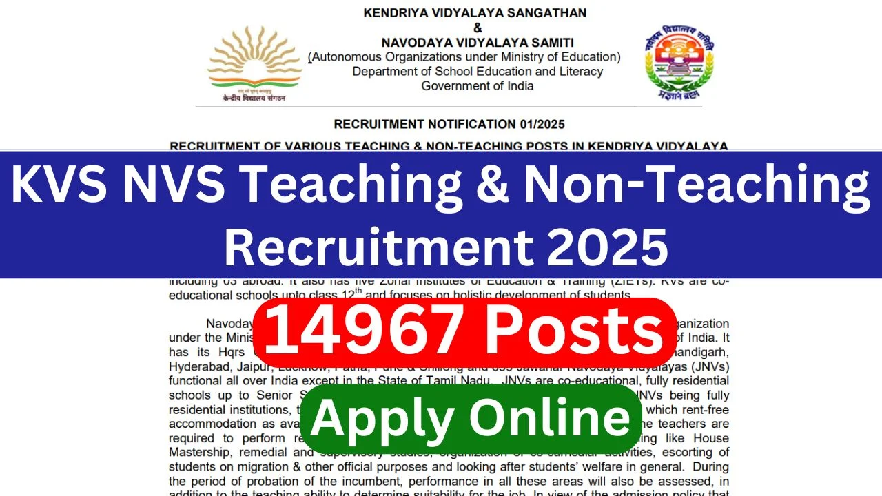 KVS NVS Teaching & Non-Teaching Recruitment 2025