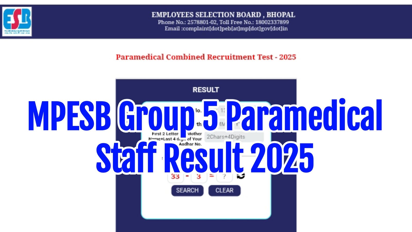 MPESB Group 5 Paramedical Staff Result 2025