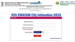 NTA SWAYAM Exam City Details 2025