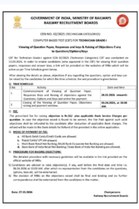 RRB Technician Answer Key 2026