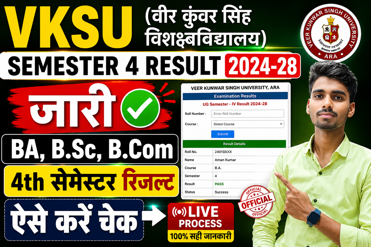 VKSU Semester 4 Result 2024-28