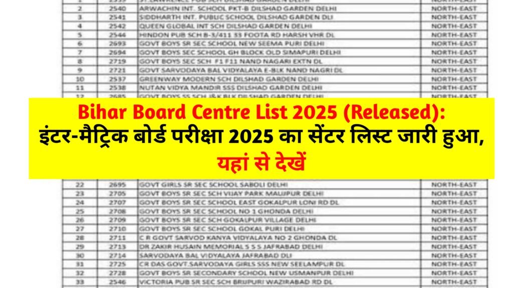 Bihar Board Centre List 2025 (Released): इंटर-मैट्रिक बोर्ड परीक्षा 2025 का सेंटर लिस्ट जारी हुआ, यहां से देखें @biharboardonline.com