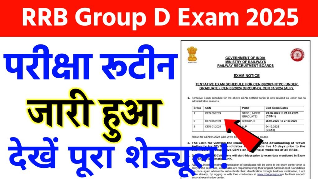 RRB Group D Exam Date 2025