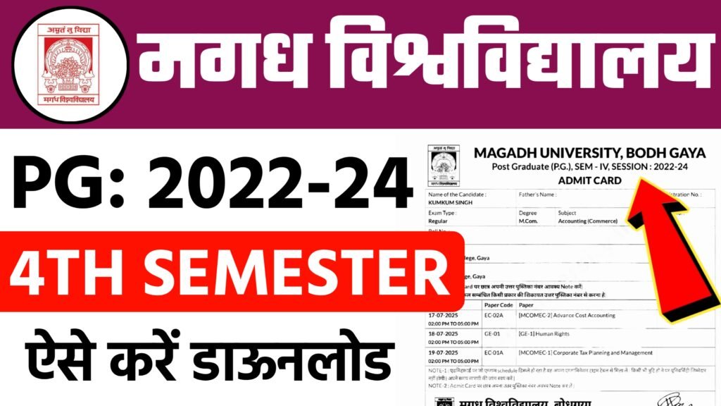 Magadh University PG 4th Semester Admit Card 2025, Magadh University PG 4th Semester Admit Card Download Link