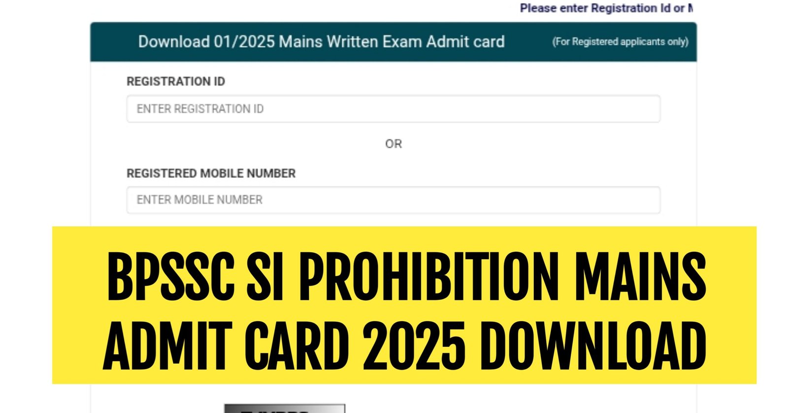 BPSSC SI Prohibition Mains Admit Card 2025