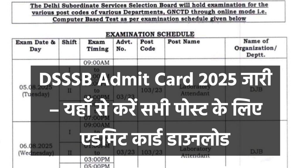 DSSSB Admit Card 2025