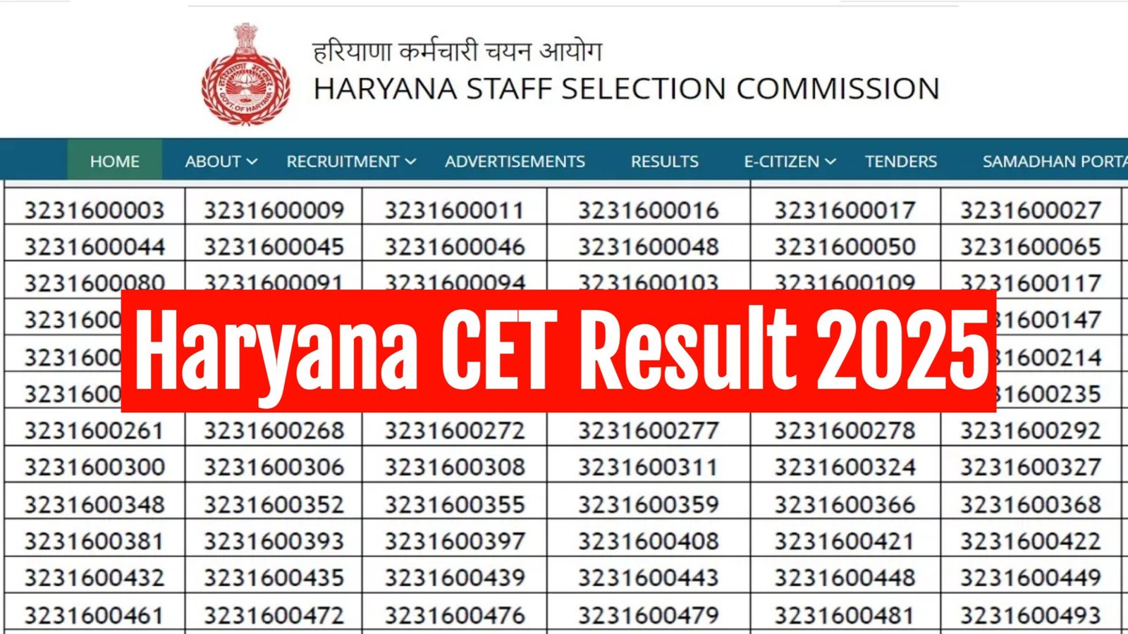 Haryana CET Result 2025