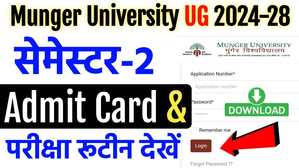 Munger University 2nd Semester Admit Card 2025