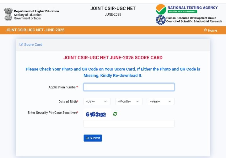 NTA CSIR UGC NET June Result 2025
