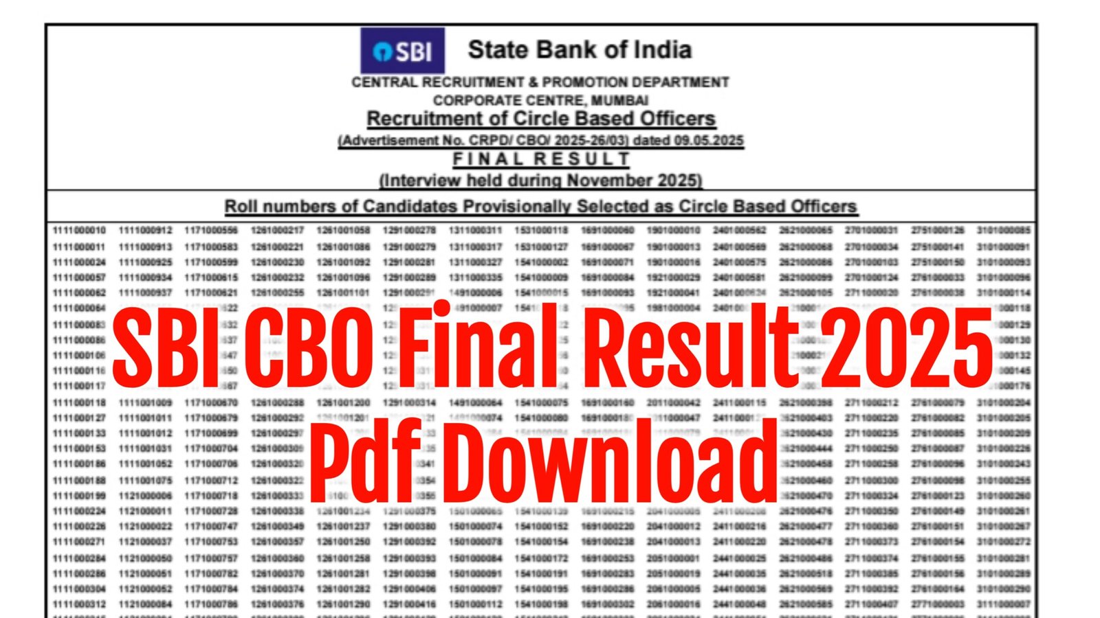 SBI CBO Final Result 2025