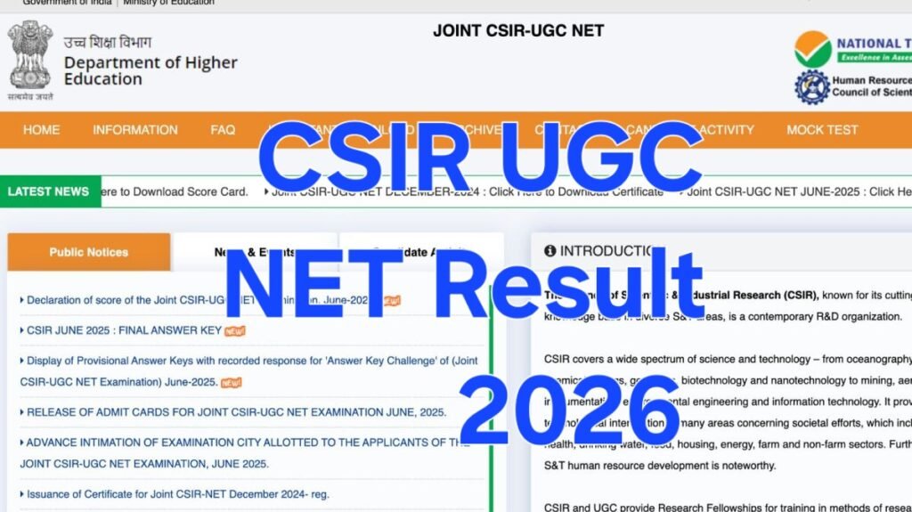 CSIR UGC NET Result 2026