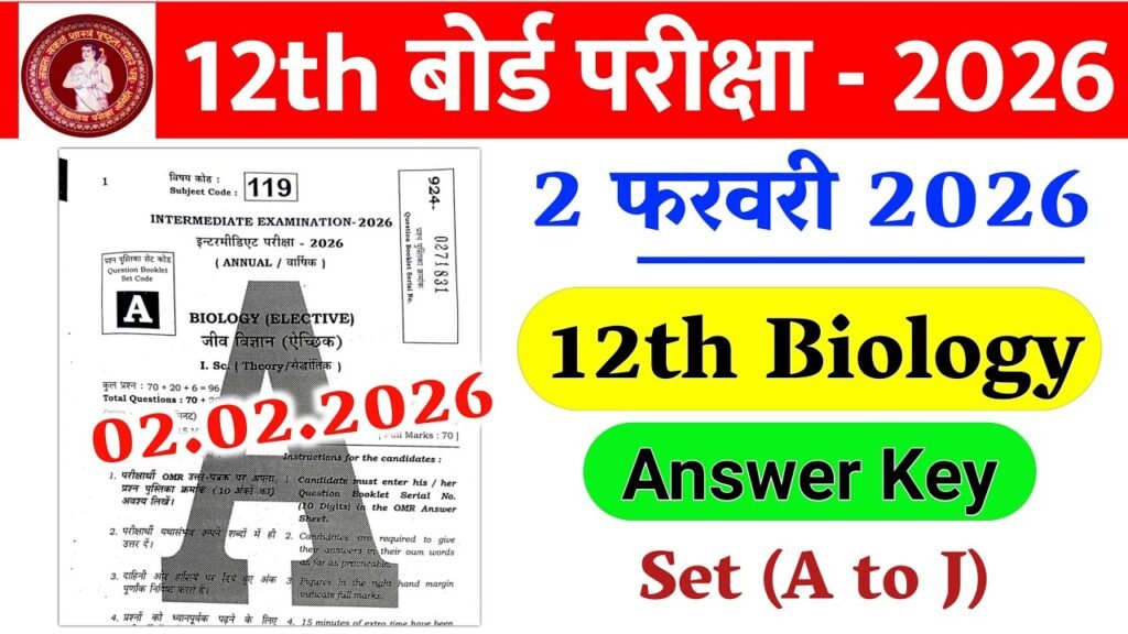 2 Feb Bihar Board 12th Biology Answer Key and Question Paper 2026