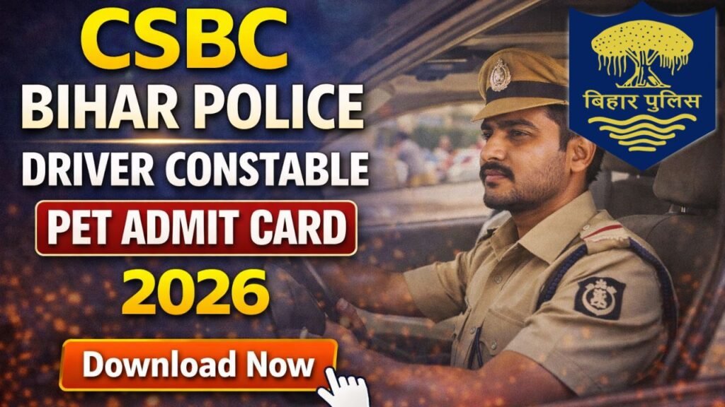 Bihar Police Driver Constable PET Admit Card 2026 OUT