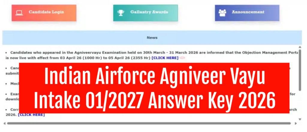 Indian Airforce Agniveer Vayu Intake 01/2027 Answer Key 2026