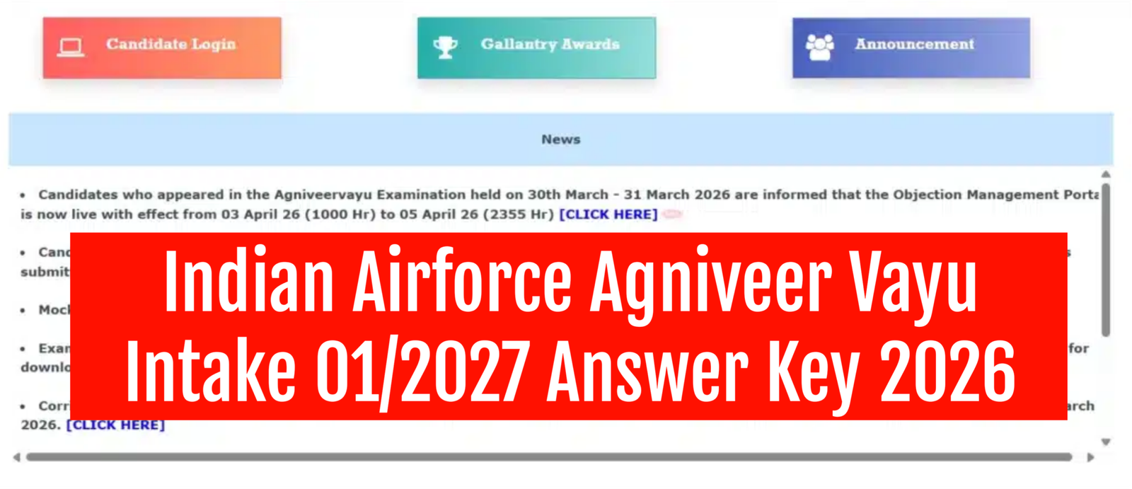 Indian Airforce Agniveer Vayu Intake 01/2027 Answer Key 2026