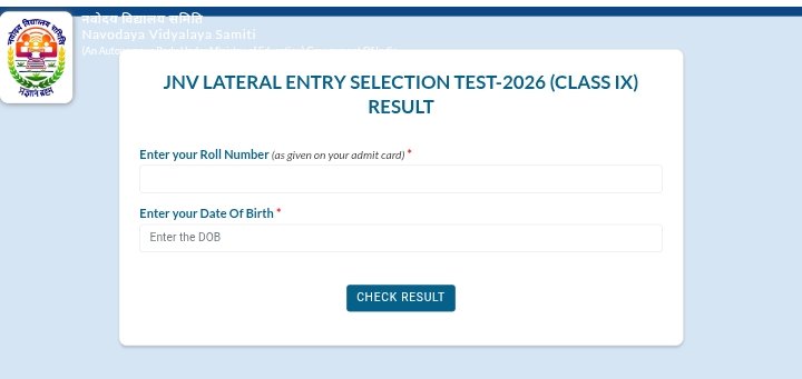 Navodaya Class 9 Result 2026