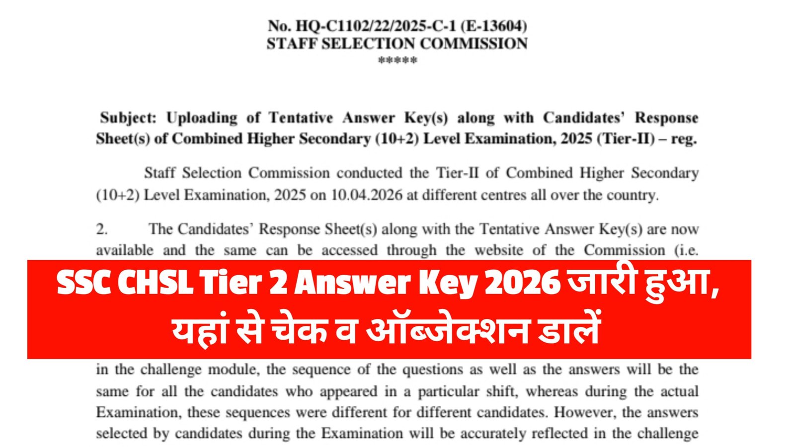 SSC CHSL Tier 2 Answer Key 2026