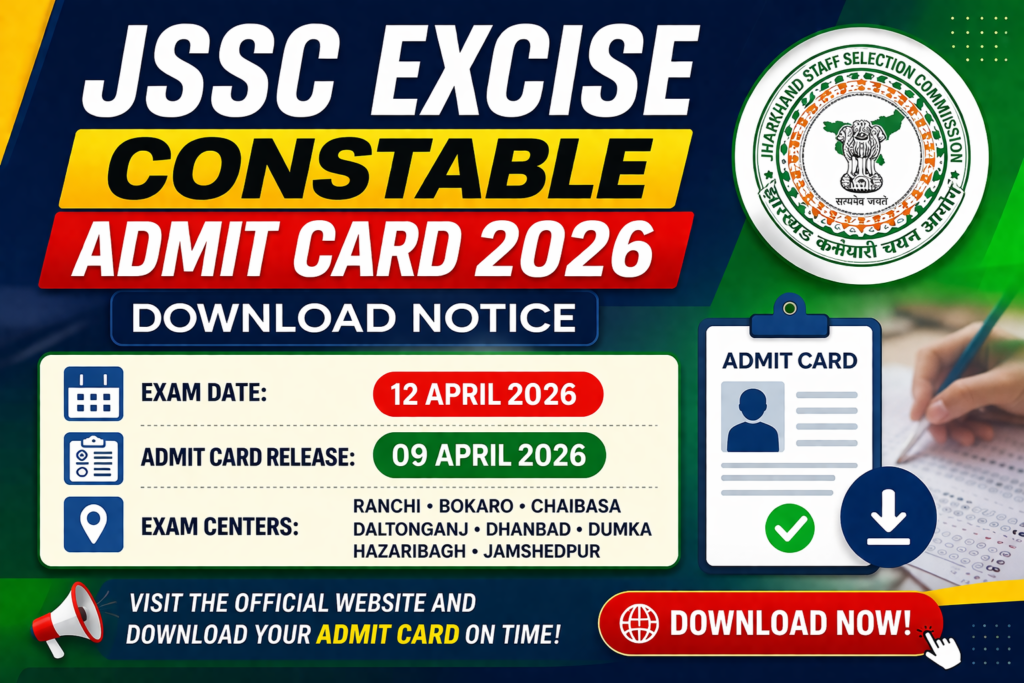JSSC Excise Constable Admit Card 2026 Out