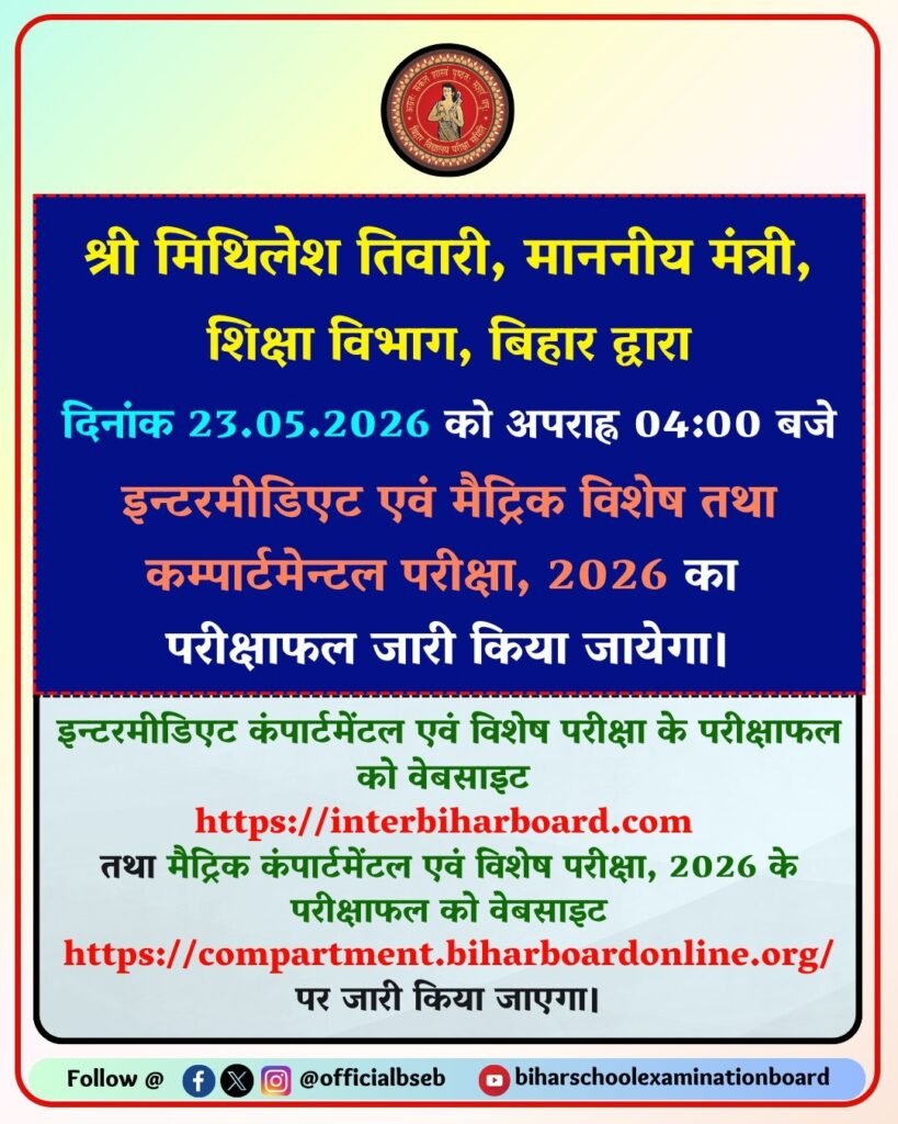 Bihar Board Compartmental Result 2026