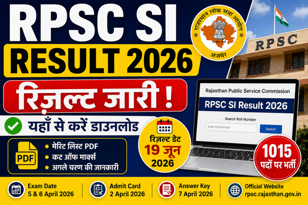 RPSC SI Result 2026