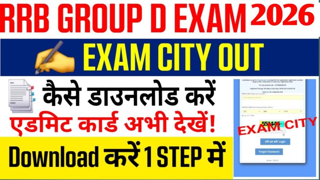 RRB Group D Exam City 2026