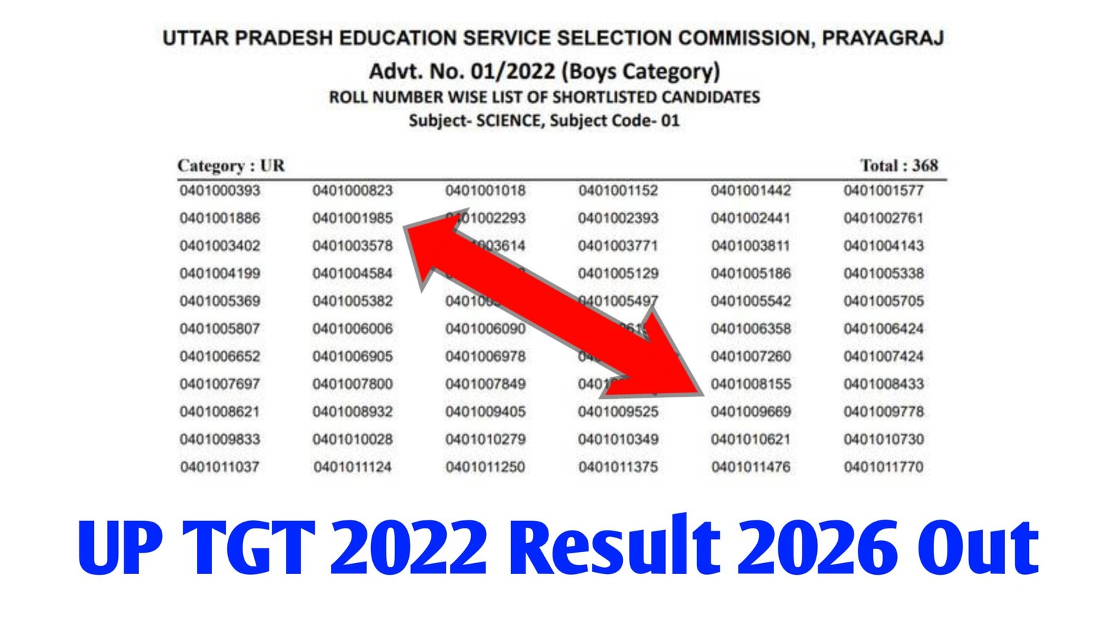 UP TGT 2022 Result 2026