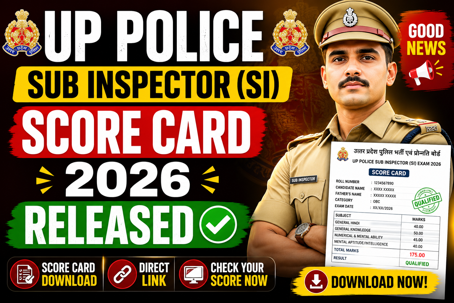UP Police Sub Inspector (SI) Score Card 2026