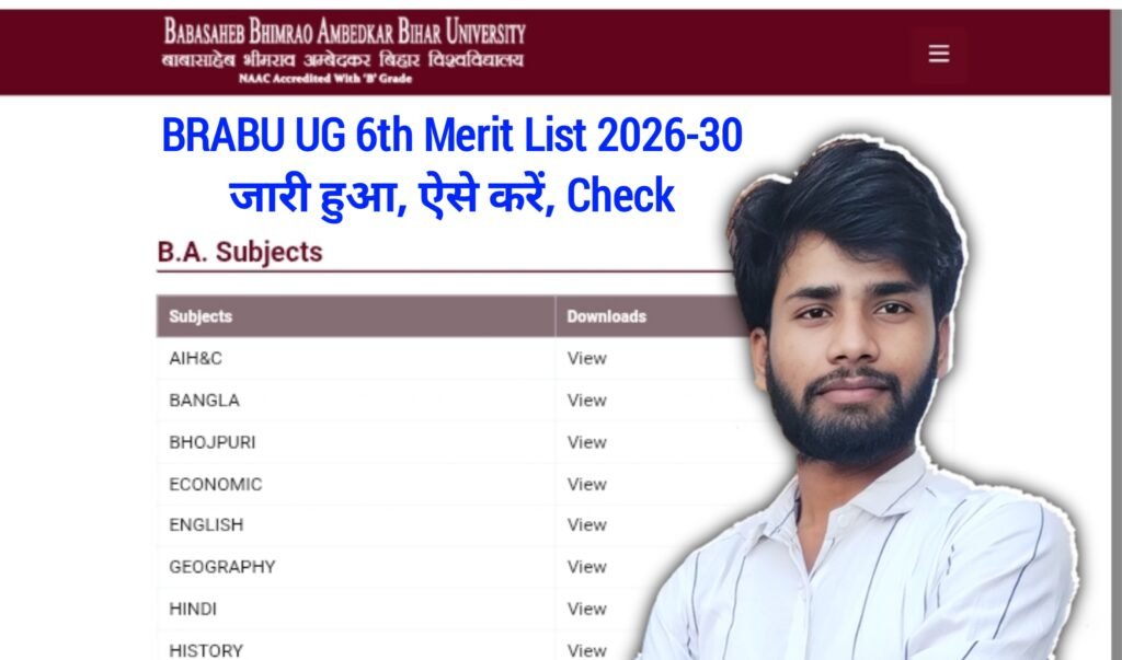 BRABU UG 6th Merit List 2026-30