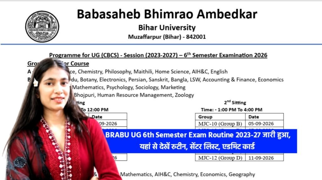 BRABU UG 6th Semester Exam Routine 2023-27