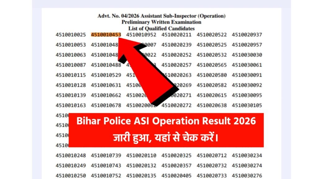 Bihar Police ASI Operation Result 2026