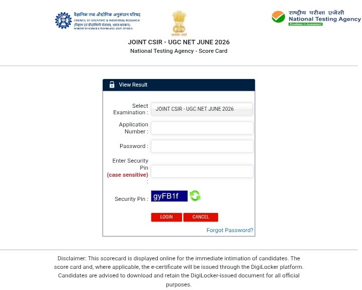 CSIR UGC NET June Result 2026