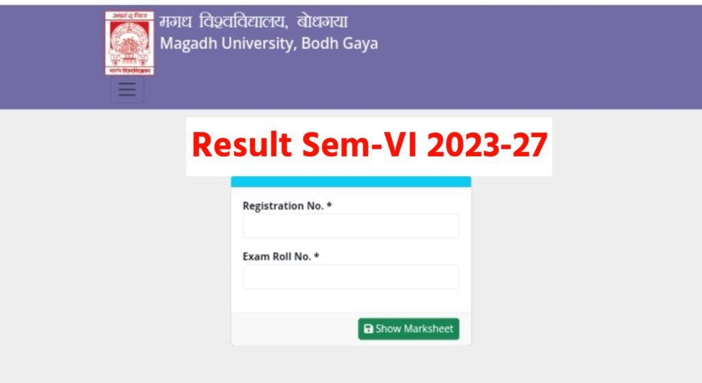 Magadh University UG 6th Semester Result 2023-27