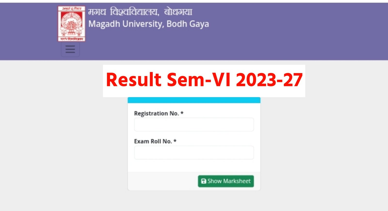 Magadh University UG 6th Semester Result 2023-27