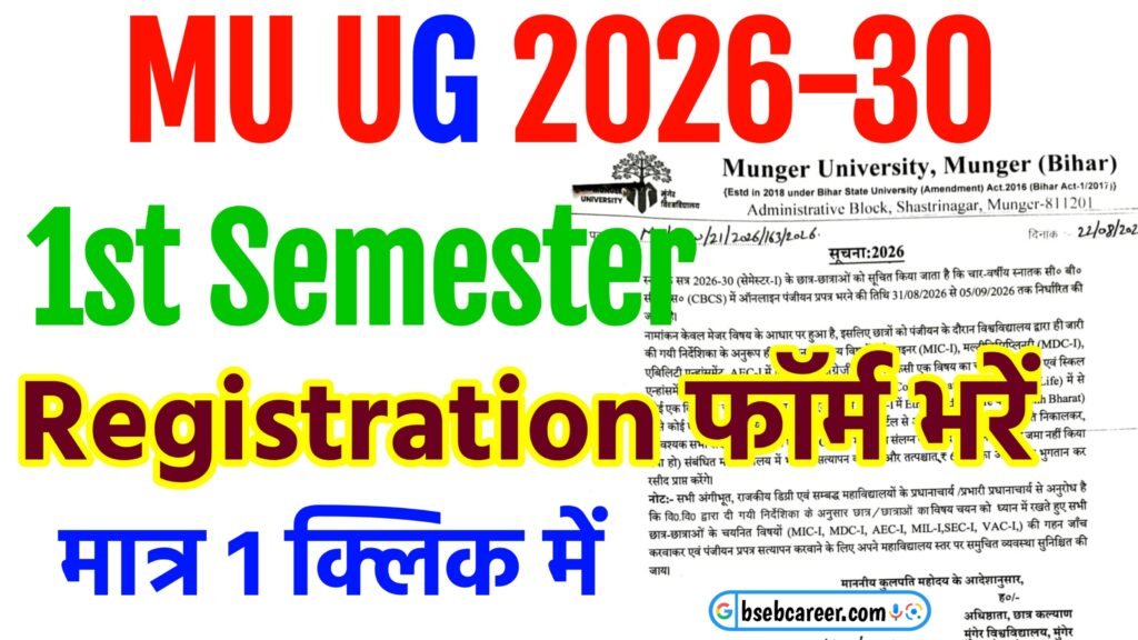 Munger University UG 1st Semester Registration 2026-30