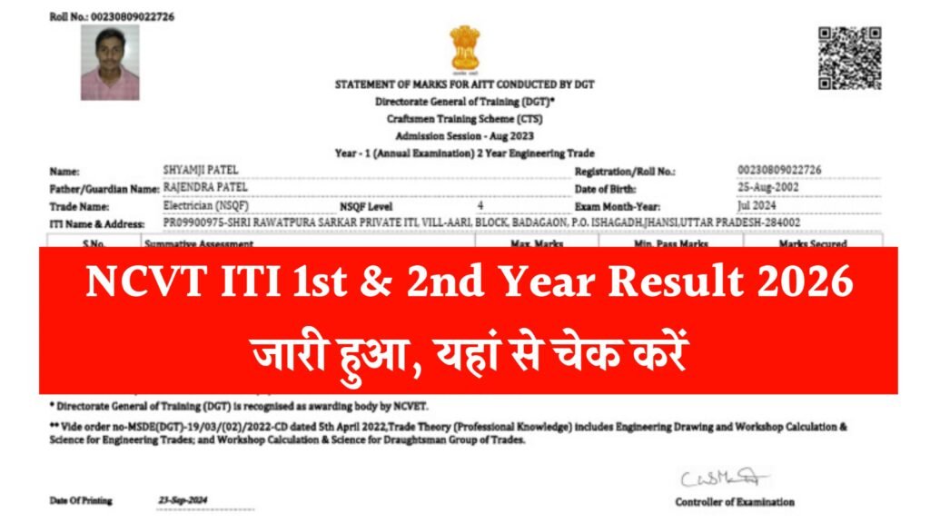 NCVT ITI Result 2026