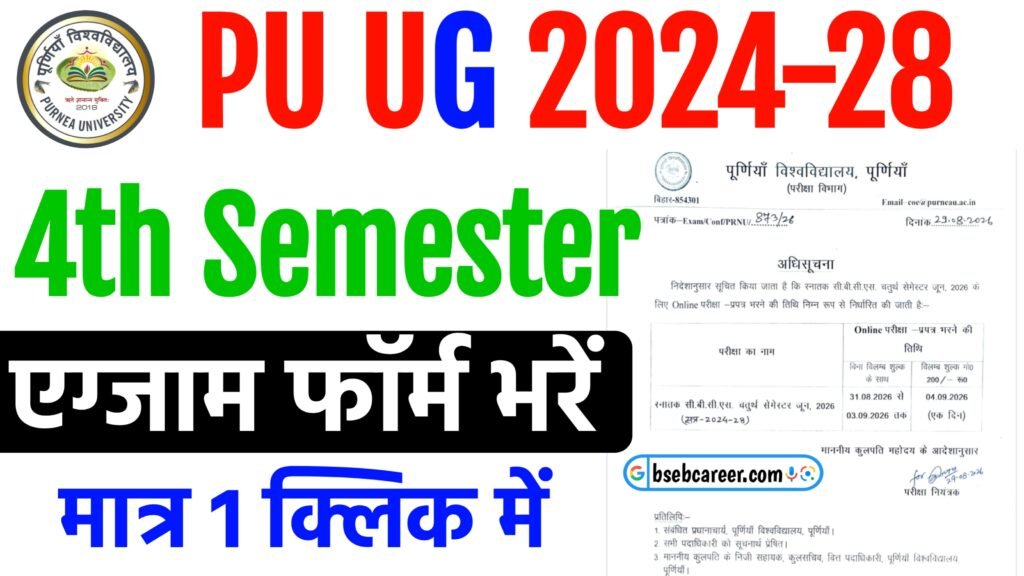 Purnea University UG 4th Semester Exam Form 2026