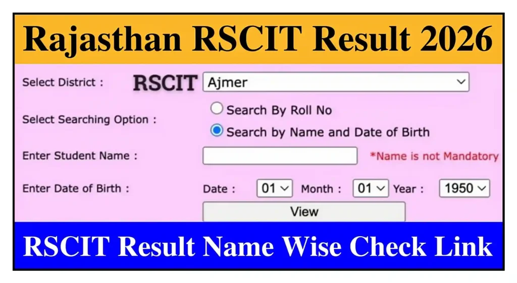 Rajasthan RSCIT Result 2026