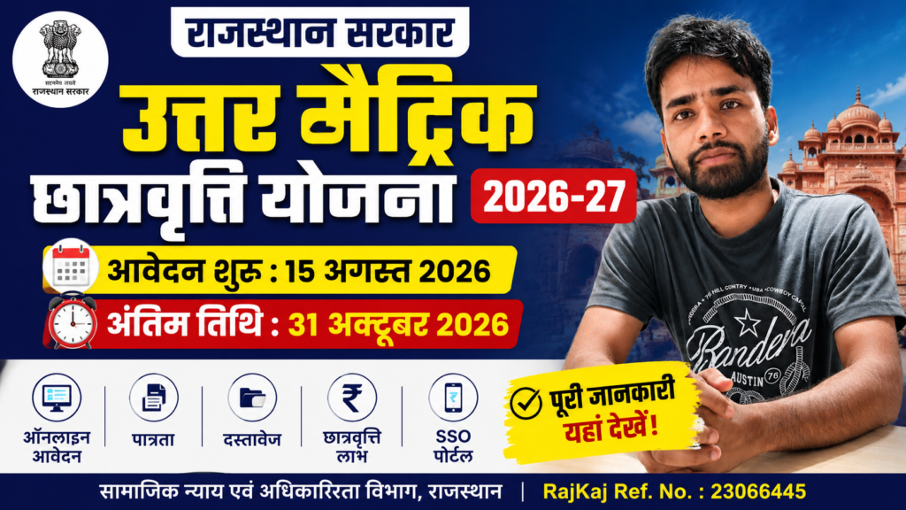 Rajasthan Uttar Matric Scholarship 2026-27