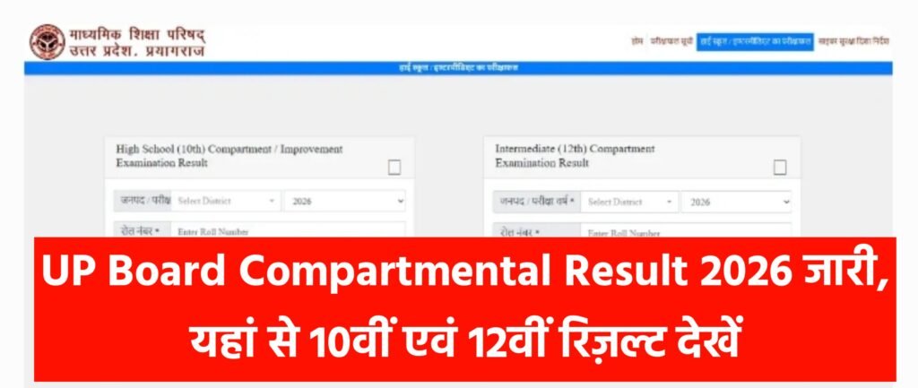 UP Board Compartmental Result 2026
