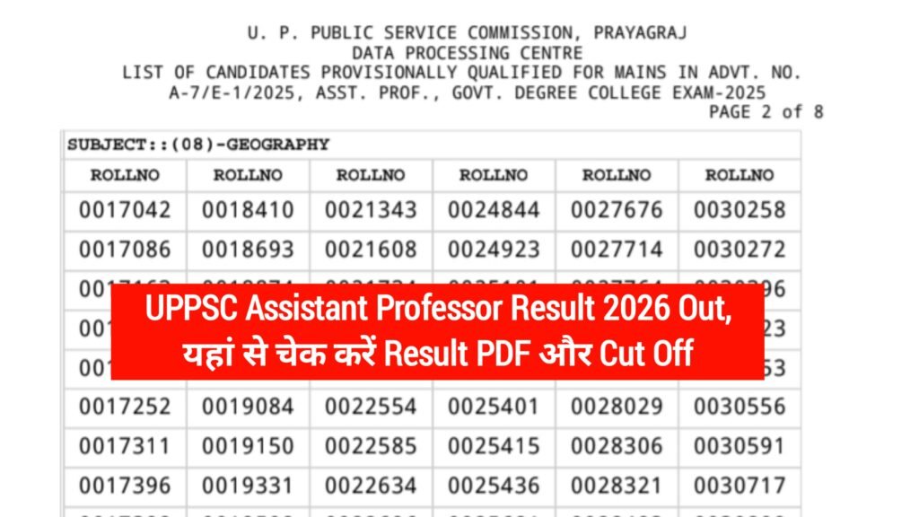 UPPSC Assistant Professor Result 2026