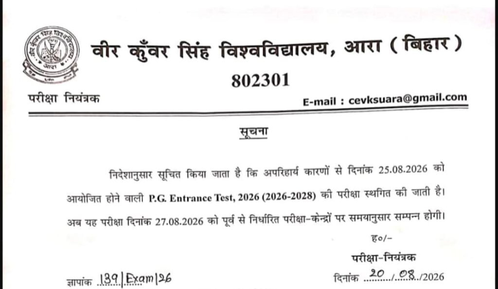 VKSU PG Admit Card 2026-28