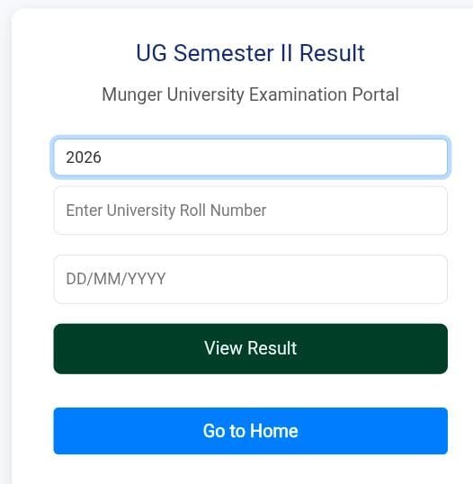 Munger University UG 2nd Semester Result 2026
