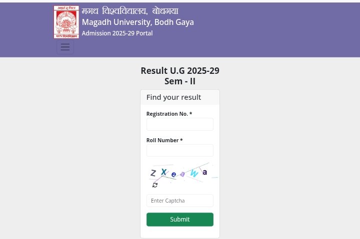 Magadh University UG 2nd Semester Result 2025-29